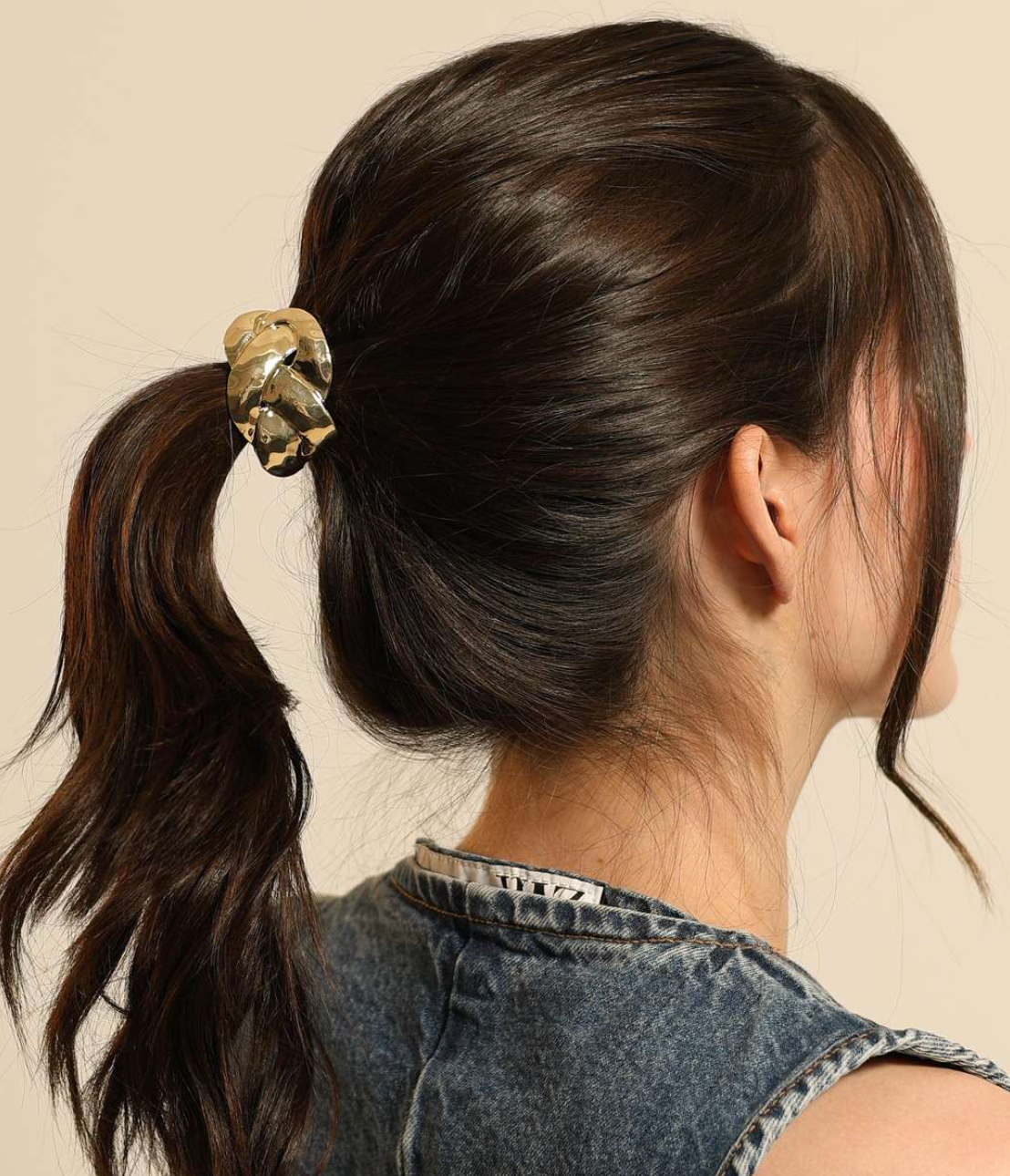 Ligas para Cabello con Detalle Laminado Dorado