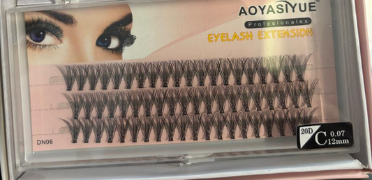 Extensiones de pestañas en blister (20D C 0.07 mm 10-12 mm)- AOYASIYUE -
