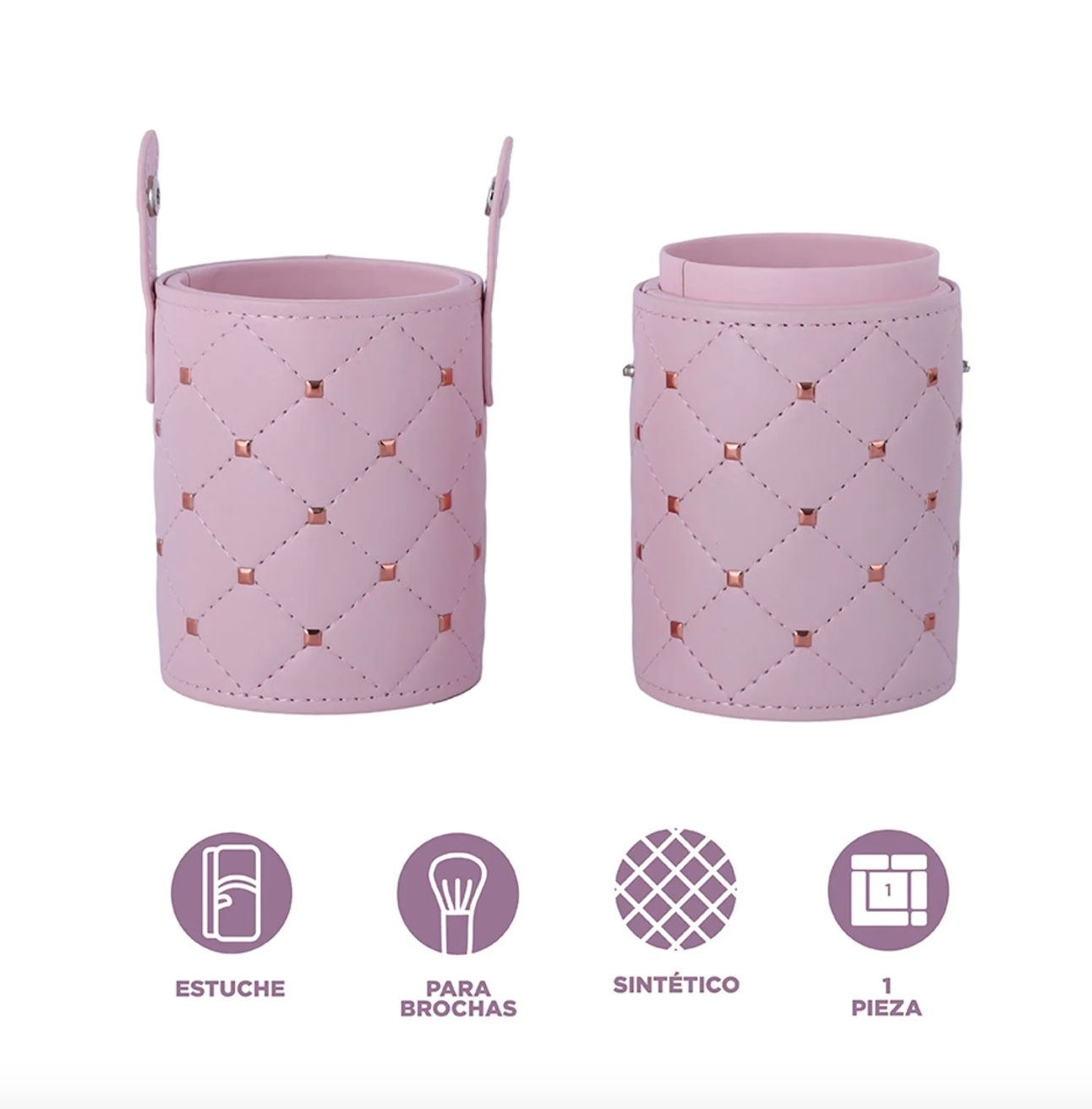 Kit de Brochas de Maquillaje con Estuche Rosa 9x21 cm – Incluye 12 BrochasYT1201R