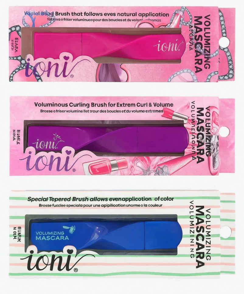 Mascara para pestañas– Azul, Morado y Negro, Rímel Voluminizador IONI