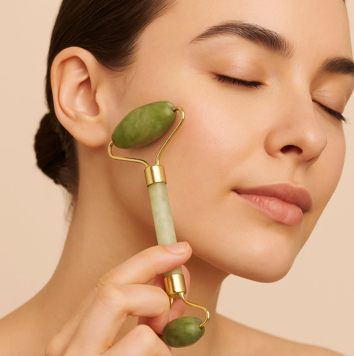 Rodillo doble de jade, Piedra gua sha, Espátula de silicon