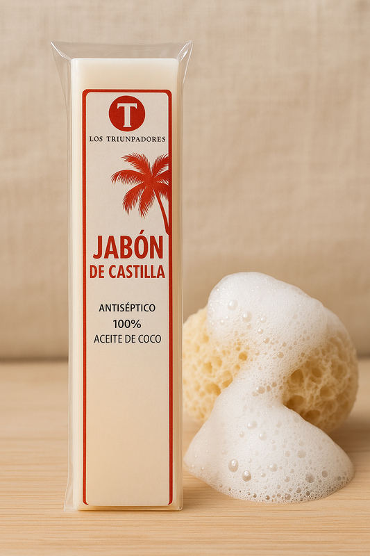 Jabón de Coco- Jabón de Castilla Natural de Aceite De Coco, Ideal Para Piel Sensible, 100 G- LOS TRIUNFADORES