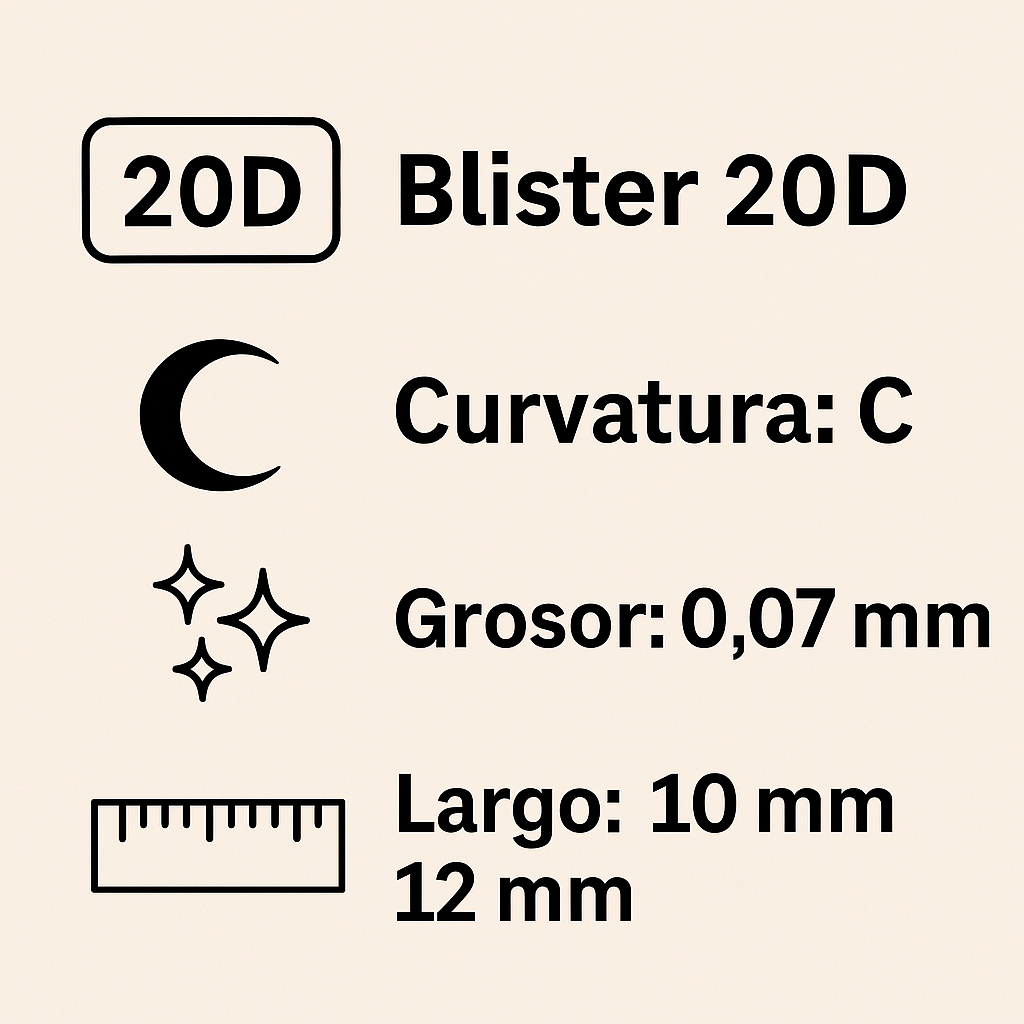 Extensiones de pestañas en blister (20D C 0.07 mm 10-12 mm)- AOYASIYUE -