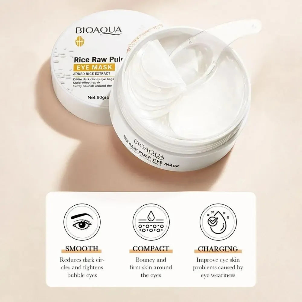 Parches de Arroz para Ojos BIOAQUA – Reafirma, hidrata y revitaliza,