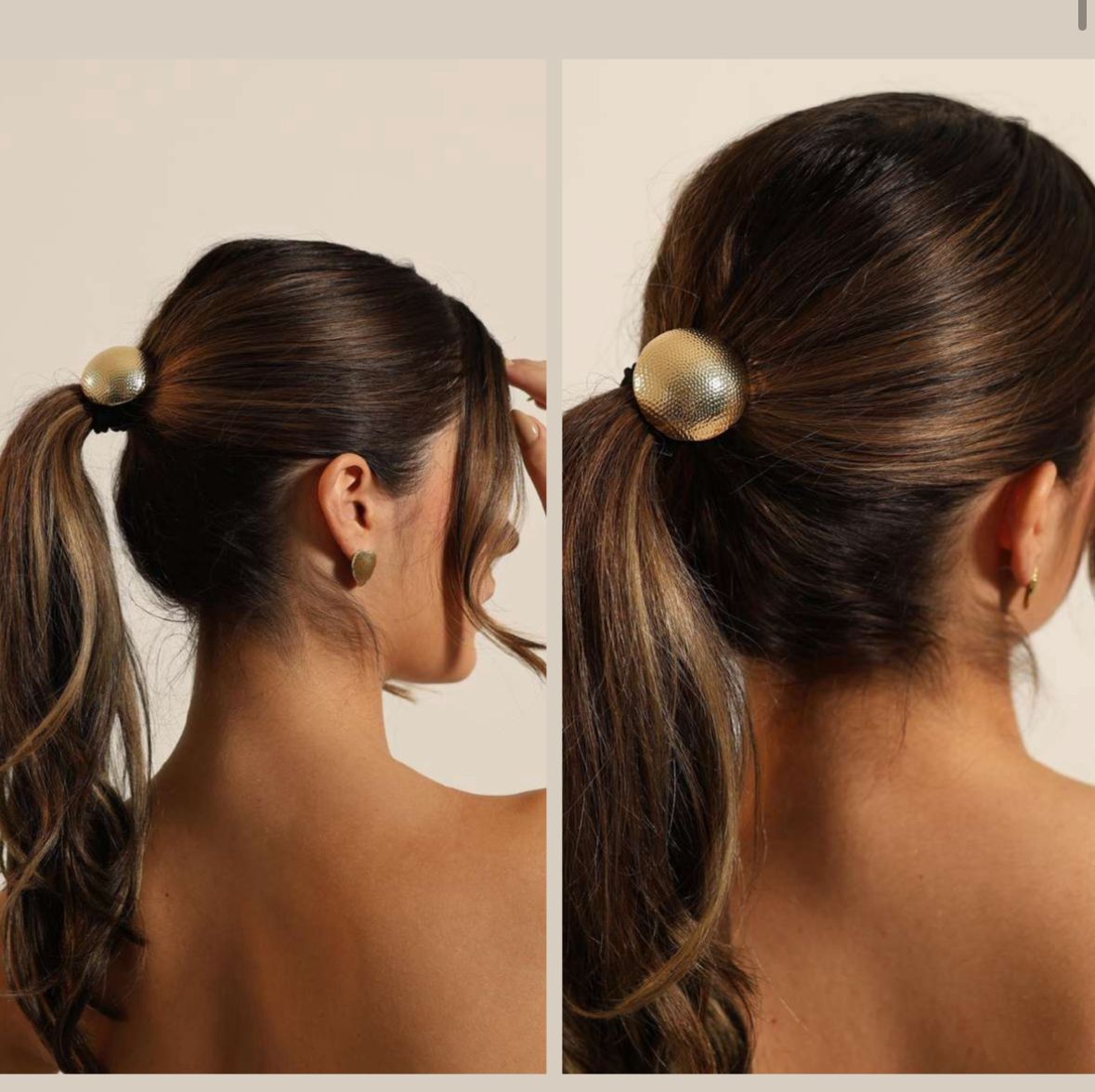 Ligas para Cabello con Detalle Laminado Dorado
