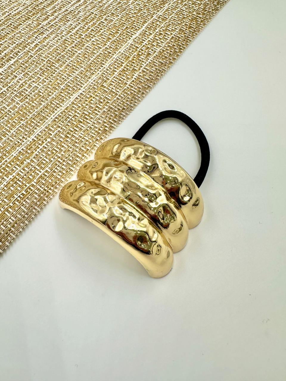 Ligas para Cabello con Detalle Laminado Dorado