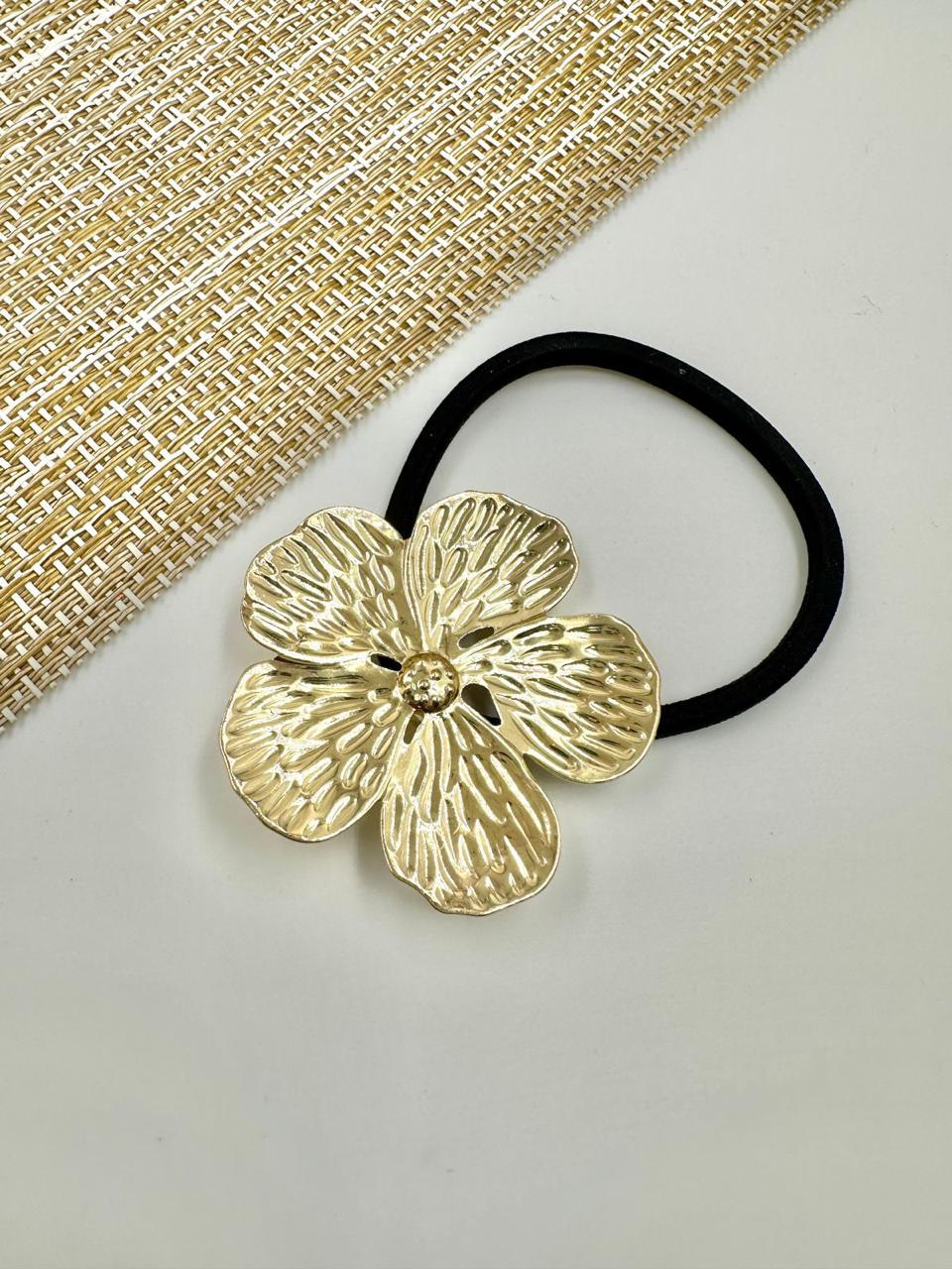 Ligas para Cabello con Detalle Laminado Dorado