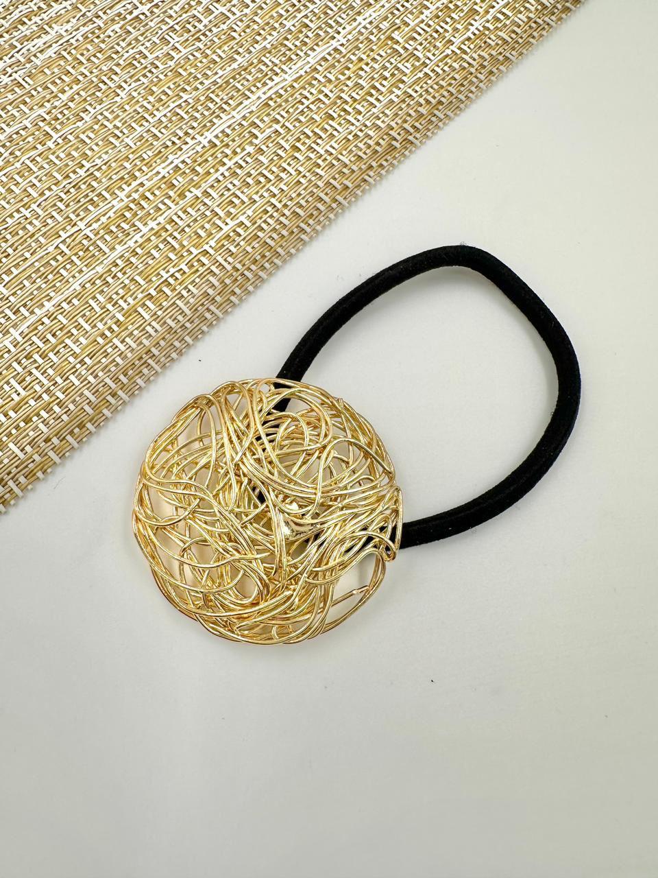 Ligas para Cabello con Detalle Laminado Dorado