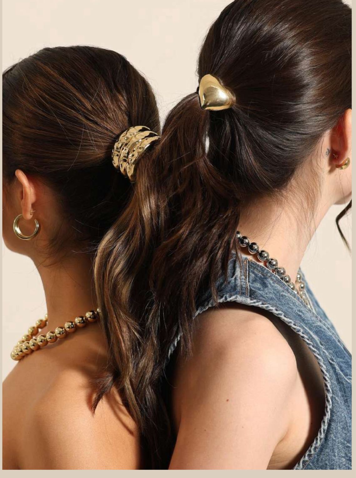 Ligas para Cabello con Detalle Laminado Dorado