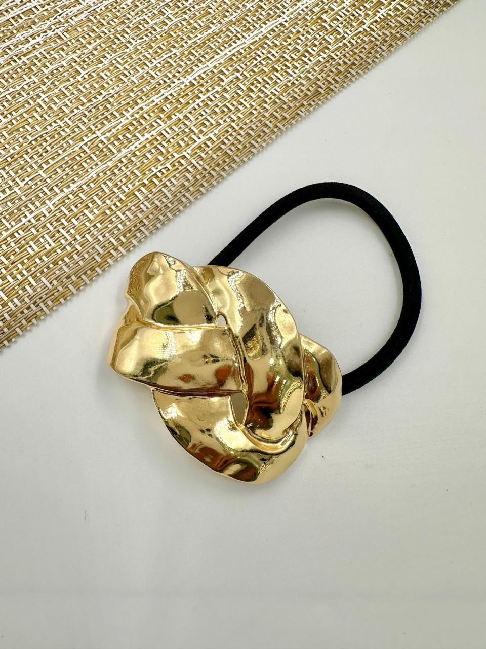 Ligas para Cabello con Detalle Laminado Dorado