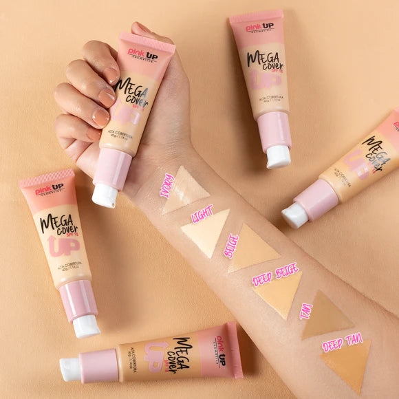 Mega Cover – Base Líquida de Cobertura Amplia con FPS 15- Pink Up