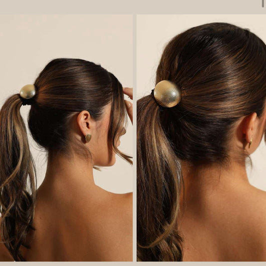 Ligas para Cabello con Detalle Laminado Dorado